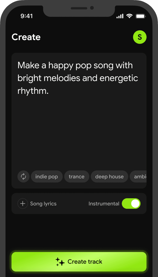 Orphix AI music generator app preview
